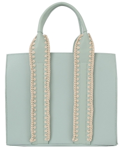 Stitch Detail Soft Leather Handle Tote CMS055-Z MINT